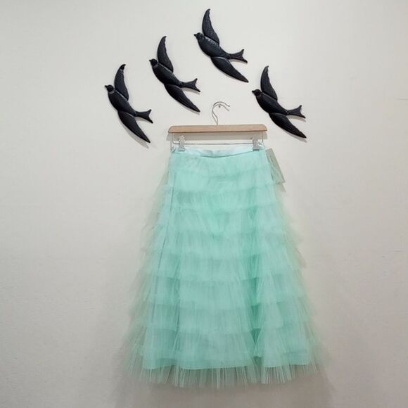 NEW! Anthropologie BHLDN X Hitherto Tiered Ruffled Tulle Midi Skirt -  Size 4 - Picture 2 of 10